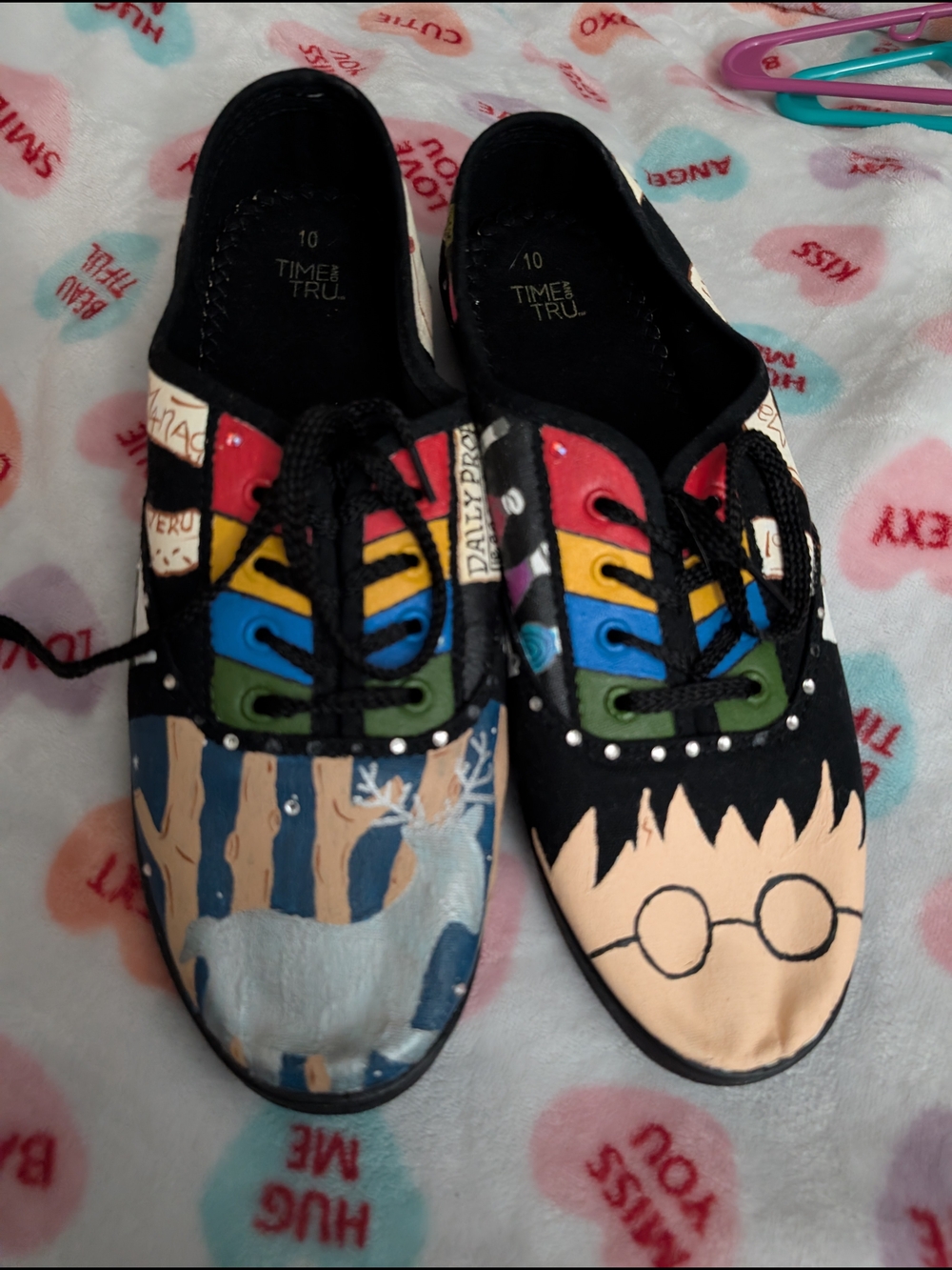 Hand-painted Potter Black Canvas Sneakers, Never Worn